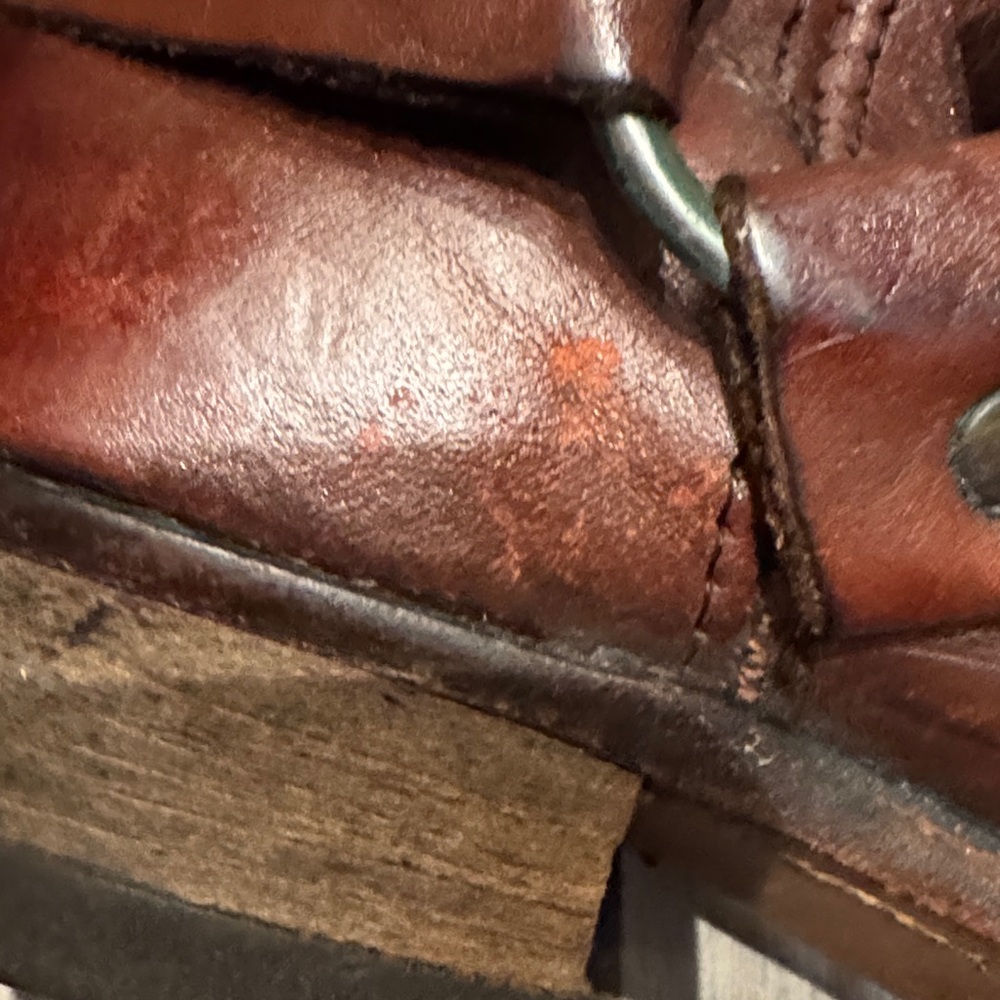Women's Brown Leather Harness Moto Boots - Picture 4 of 6